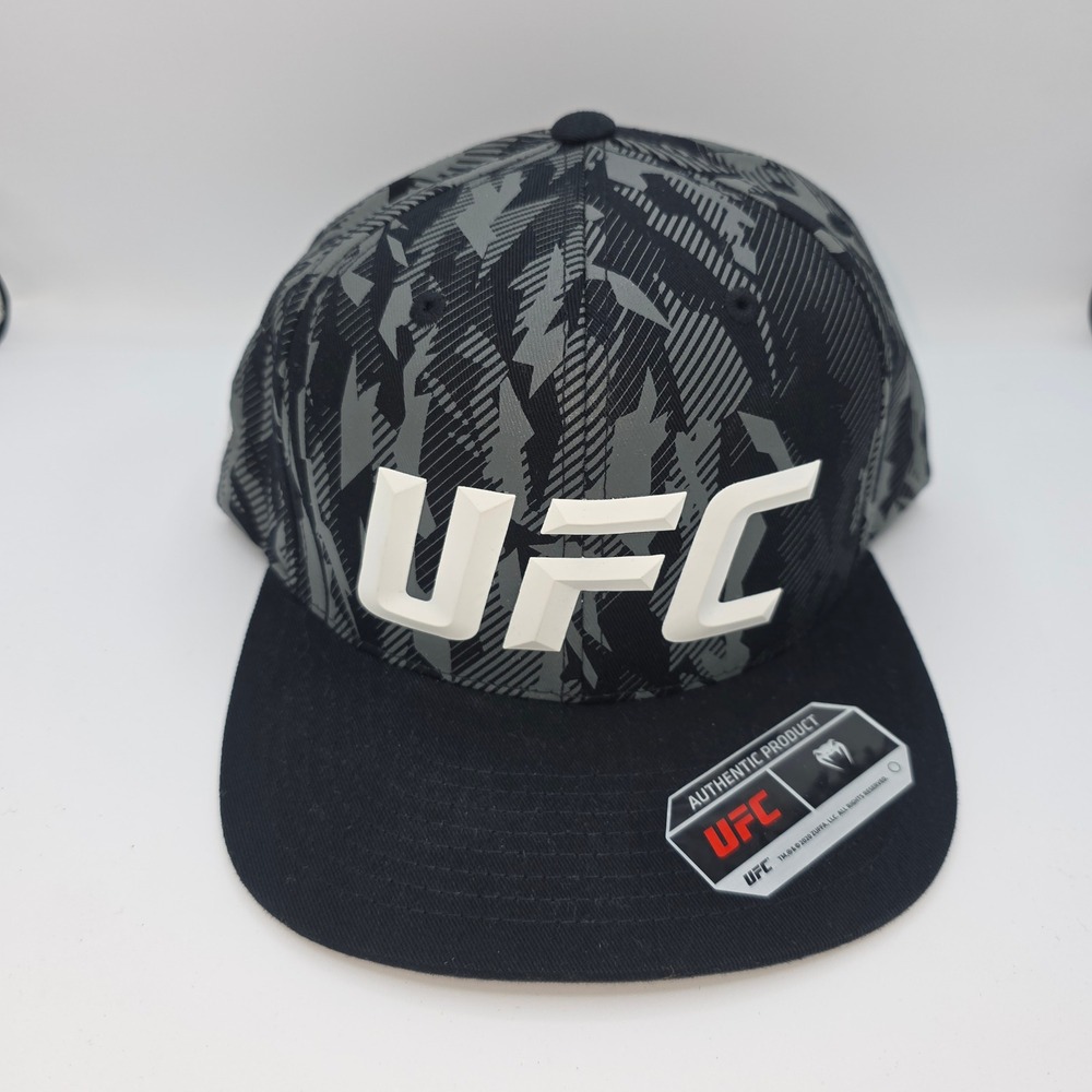 UFC Venum Adrenaline Snapback Hat Grey Black Camo MMA Flat Bill Cap Adjustable